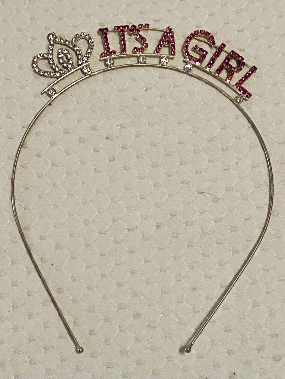 'It's a Girl' Pink Rhinestone Headband, Excellent Condition